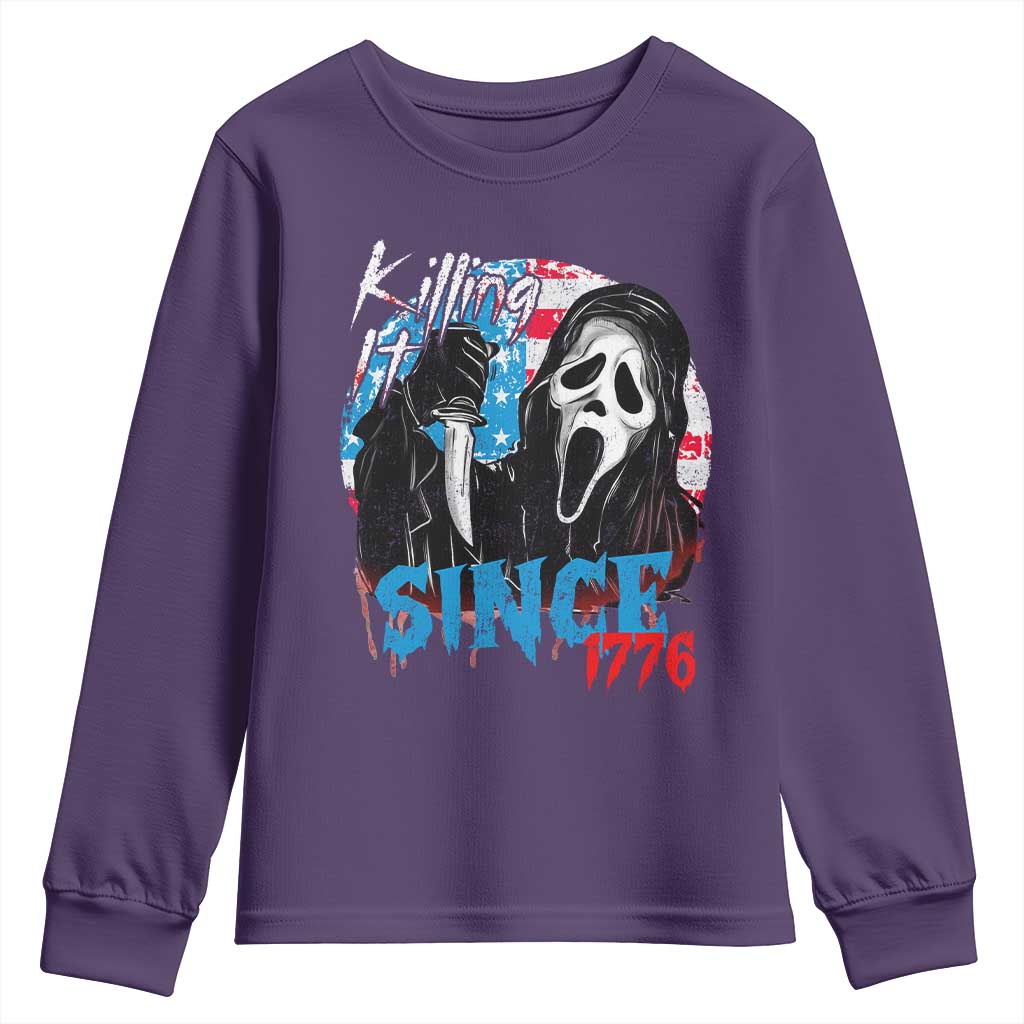Funny Killing It Since 1776 Youth Sweatshirt Horror Movie 4th Of July USA Ghost - Wonder Print Shop