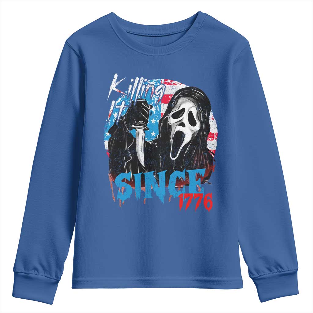 Funny Killing It Since 1776 Youth Sweatshirt Horror Movie 4th Of July USA Ghost - Wonder Print Shop