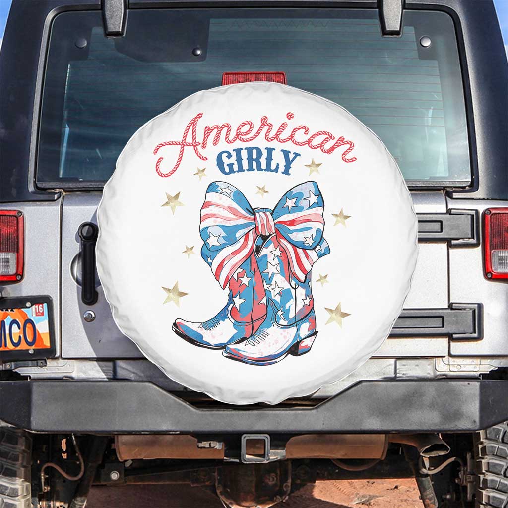 Funny 4th Of July Country Cowgirl Spare Tire Cover American Girly Western Cowboy Boots - Wonder Print Shop