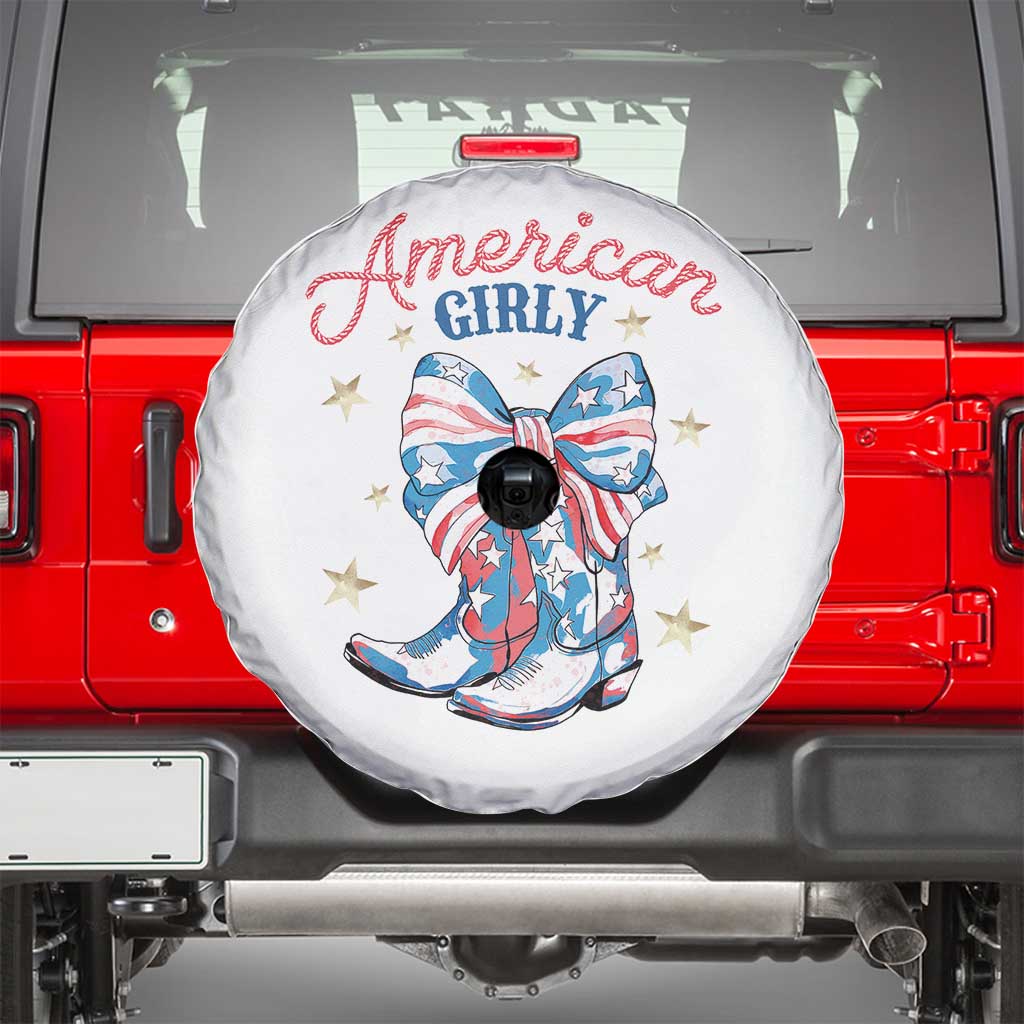 Funny 4th Of July Country Cowgirl Spare Tire Cover American Girly Western Cowboy Boots - Wonder Print Shop