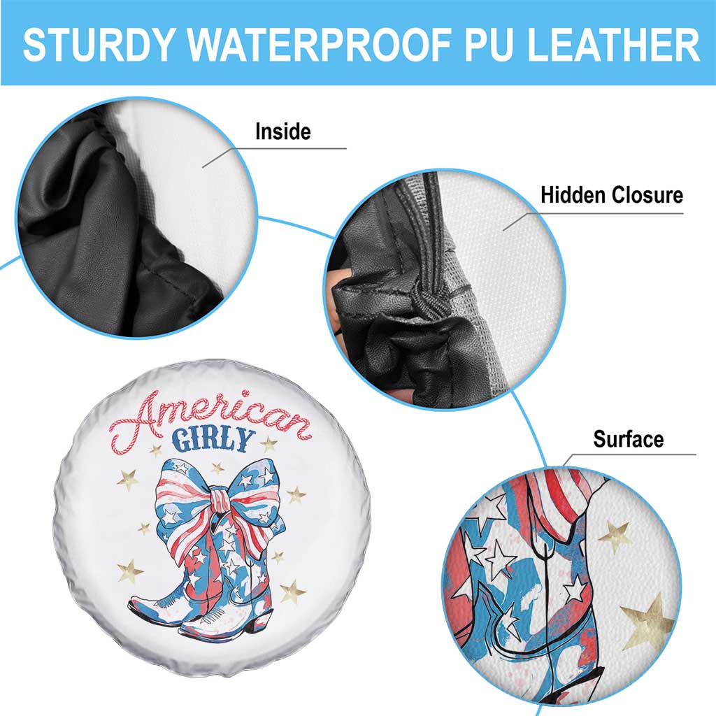 Funny 4th Of July Country Cowgirl Spare Tire Cover American Girly Western Cowboy Boots - Wonder Print Shop