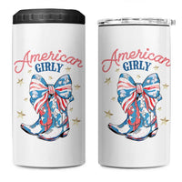 Funny 4th Of July Country Cowgirl 4 in 1 Can Cooler Tumbler American Girly Western Cowboy Boots - Wonder Print Shop