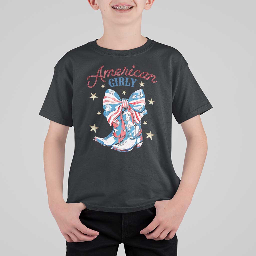Funny 4th Of July Country Cowgirl T Shirt For Kid American Girly Western Cowboy Boots - Wonder Print Shop