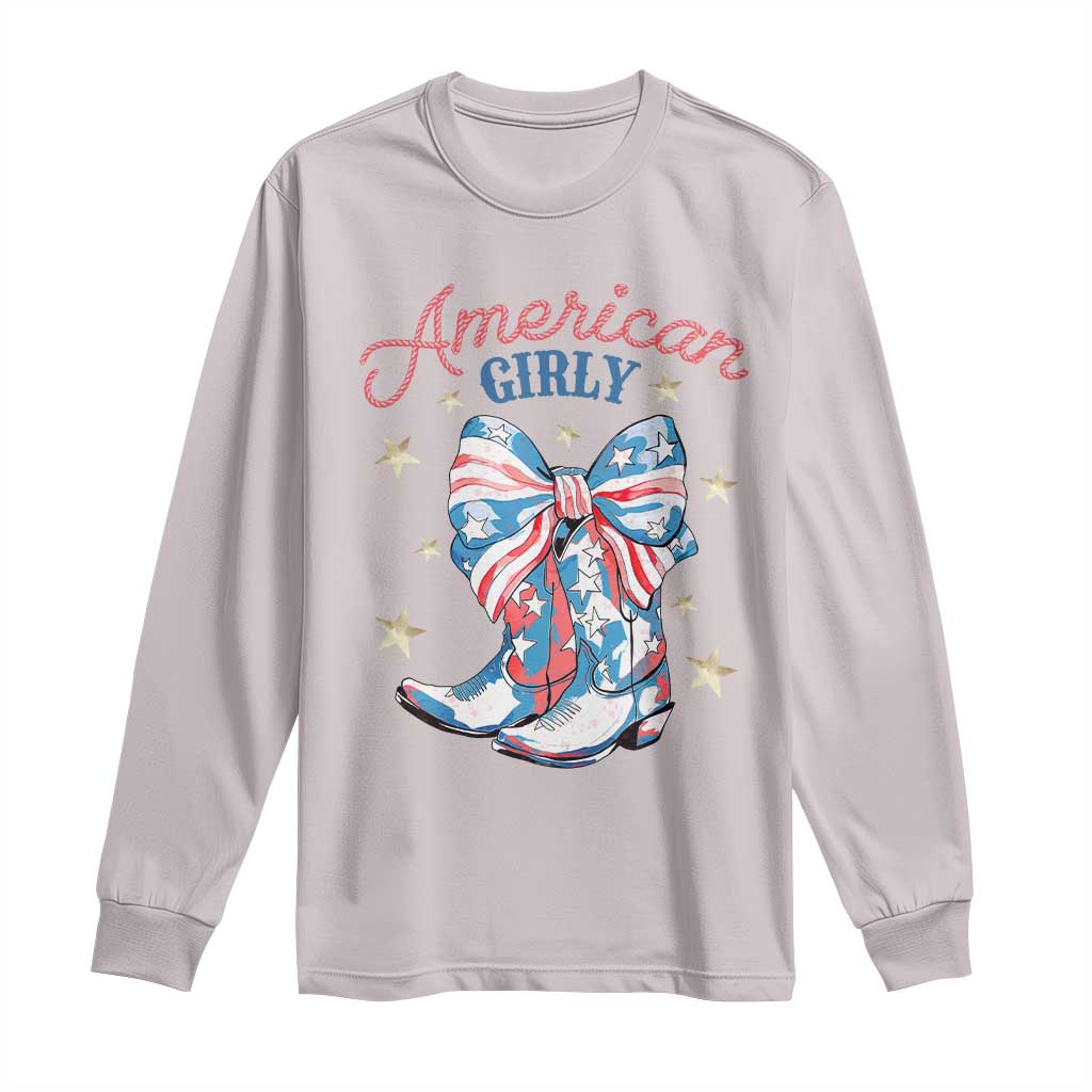 Funny 4th Of July Country Cowgirl Long Sleeve Shirt American Girly Western Cowboy Boots - Wonder Print Shop