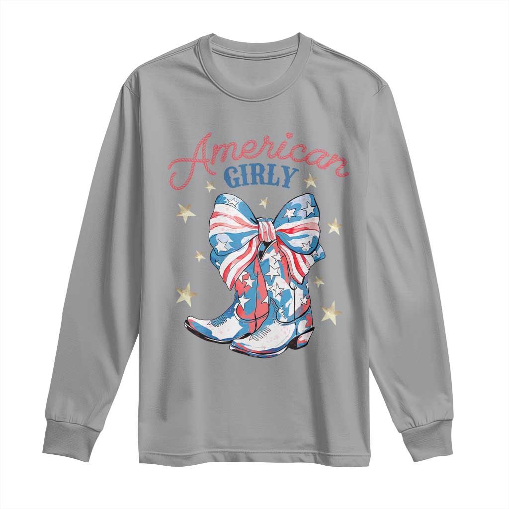 Funny 4th Of July Country Cowgirl Long Sleeve Shirt American Girly Western Cowboy Boots - Wonder Print Shop