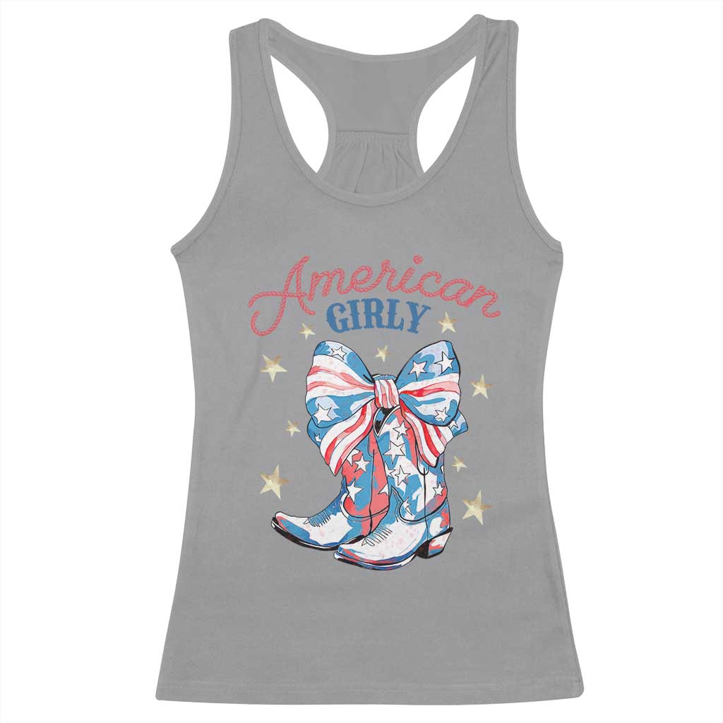 Funny 4th Of July Country Cowgirl Racerback Tank Top American Girly Western Cowboy Boots - Wonder Print Shop