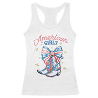 Funny 4th Of July Country Cowgirl Racerback Tank Top American Girly Western Cowboy Boots - Wonder Print Shop