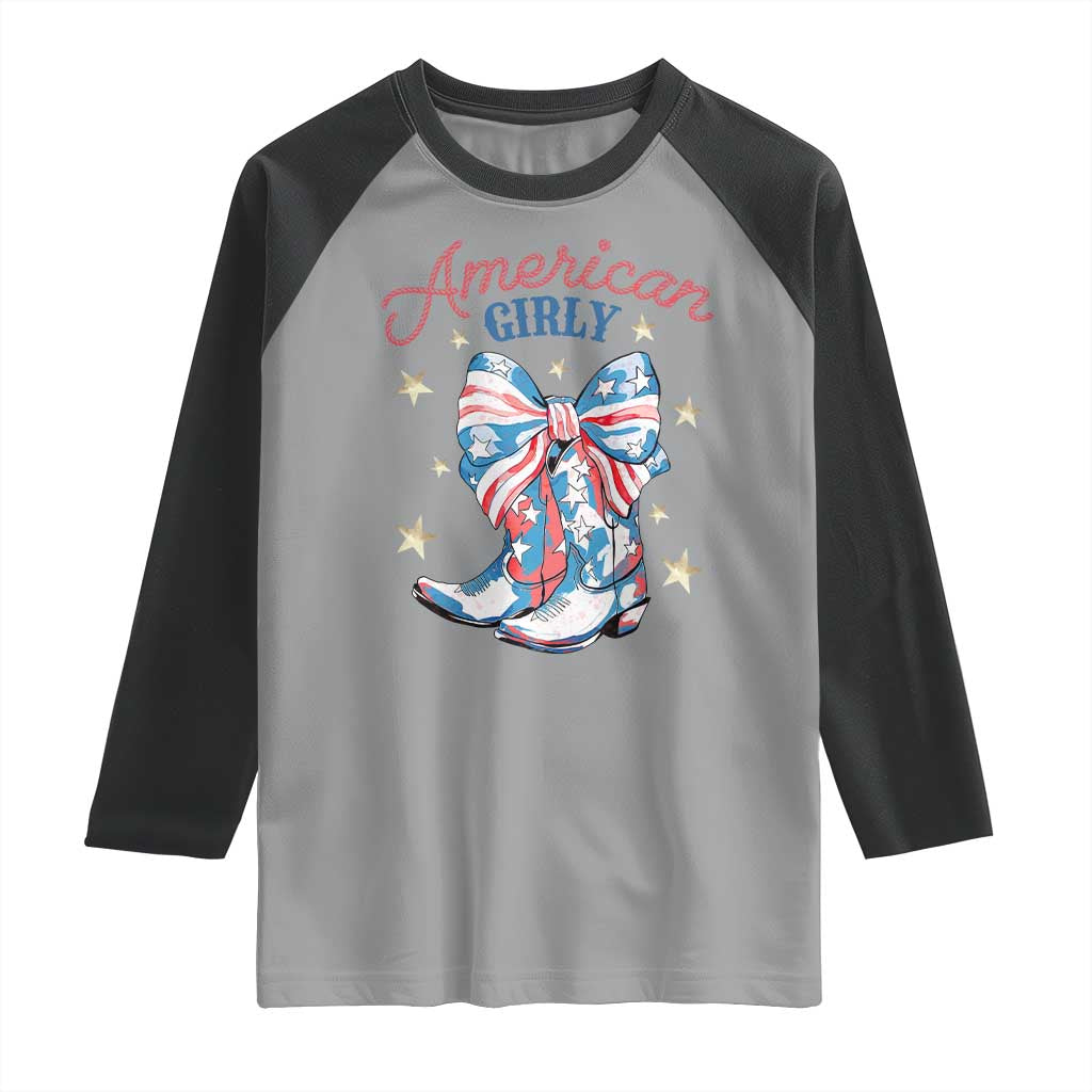 Funny 4th Of July Country Cowgirl Raglan Shirt American Girly Western Cowboy Boots - Wonder Print Shop