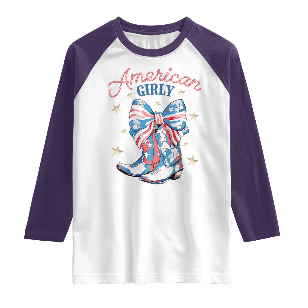 Funny 4th Of July Country Cowgirl Raglan Shirt American Girly Western Cowboy Boots - Wonder Print Shop