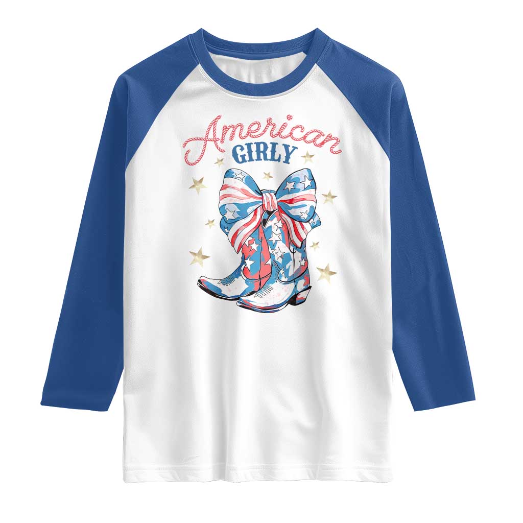 Funny 4th Of July Country Cowgirl Raglan Shirt American Girly Western Cowboy Boots - Wonder Print Shop