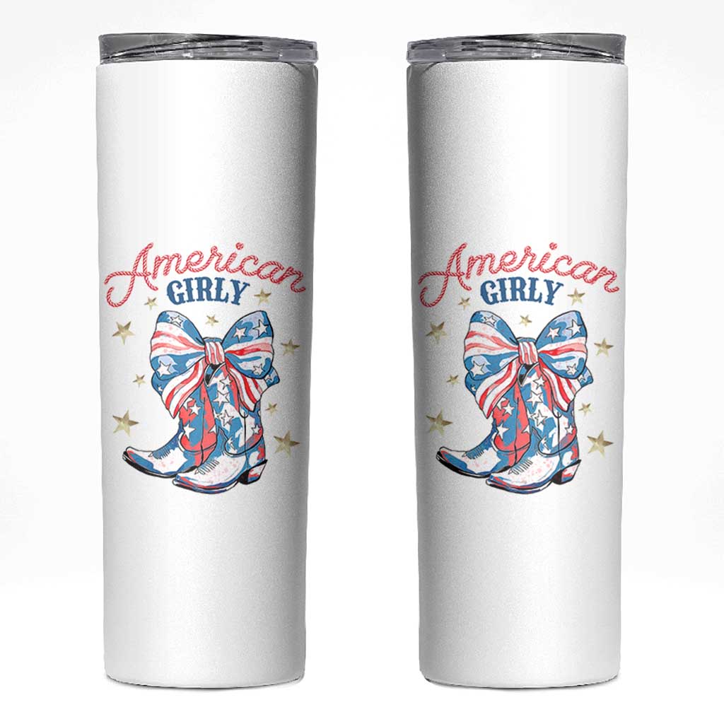 Funny 4th Of July Country Cowgirl Skinny Tumbler American Girly Western Cowboy Boots - Wonder Print Shop