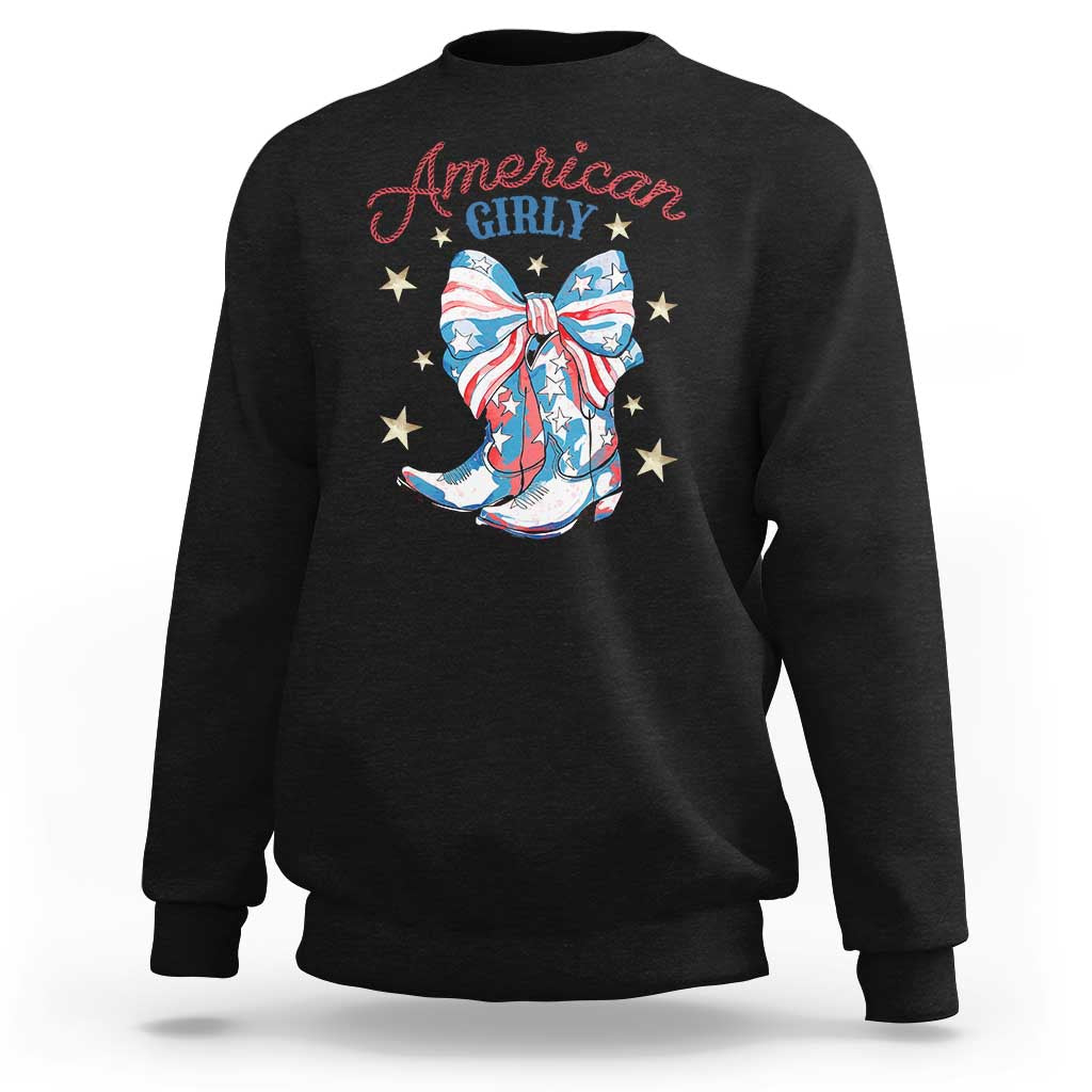 Funny 4th Of July Country Cowgirl Sweatshirt American Girly Western Cowboy Boots - Wonder Print Shop
