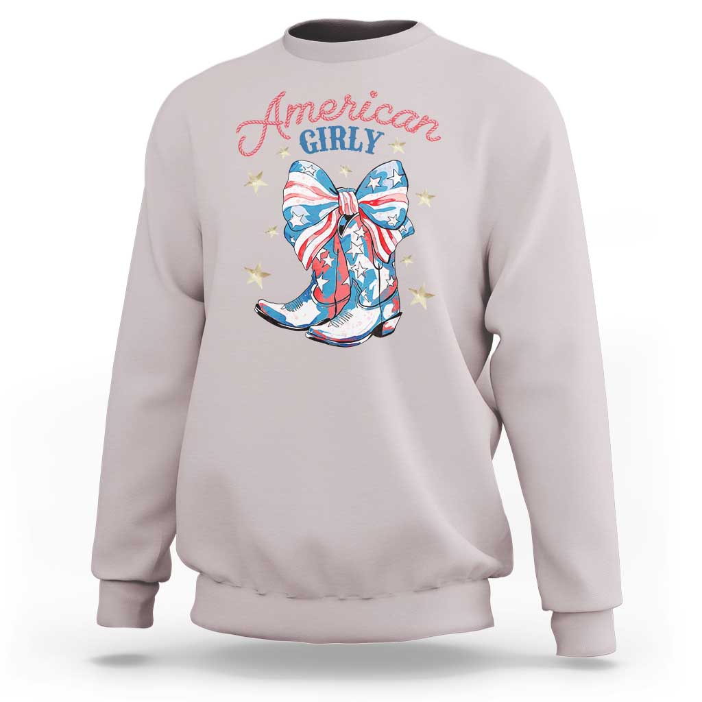 Funny 4th Of July Country Cowgirl Sweatshirt American Girly Western Cowboy Boots - Wonder Print Shop