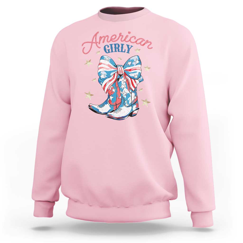 Funny 4th Of July Country Cowgirl Sweatshirt American Girly Western Cowboy Boots - Wonder Print Shop