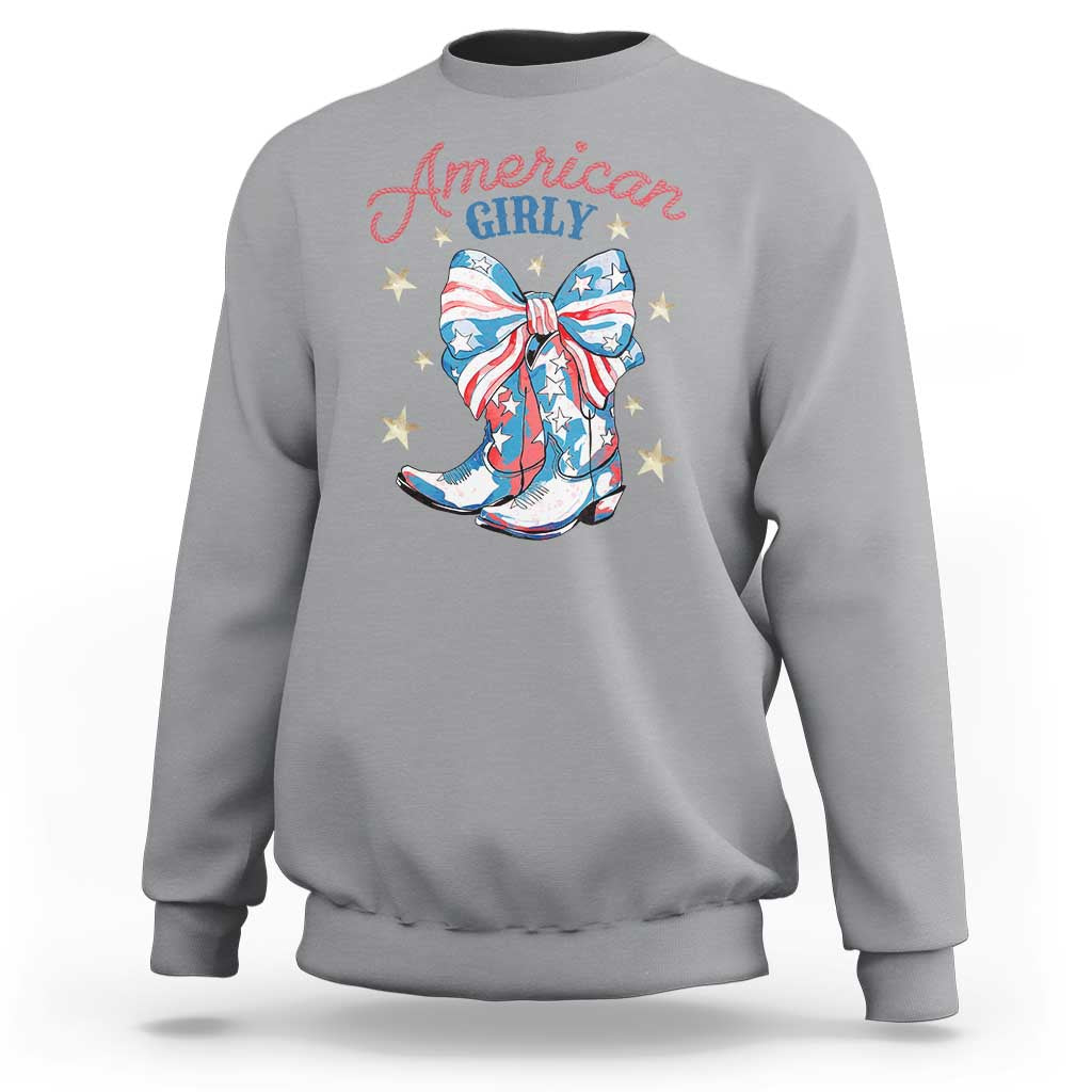 Funny 4th Of July Country Cowgirl Sweatshirt American Girly Western Cowboy Boots - Wonder Print Shop