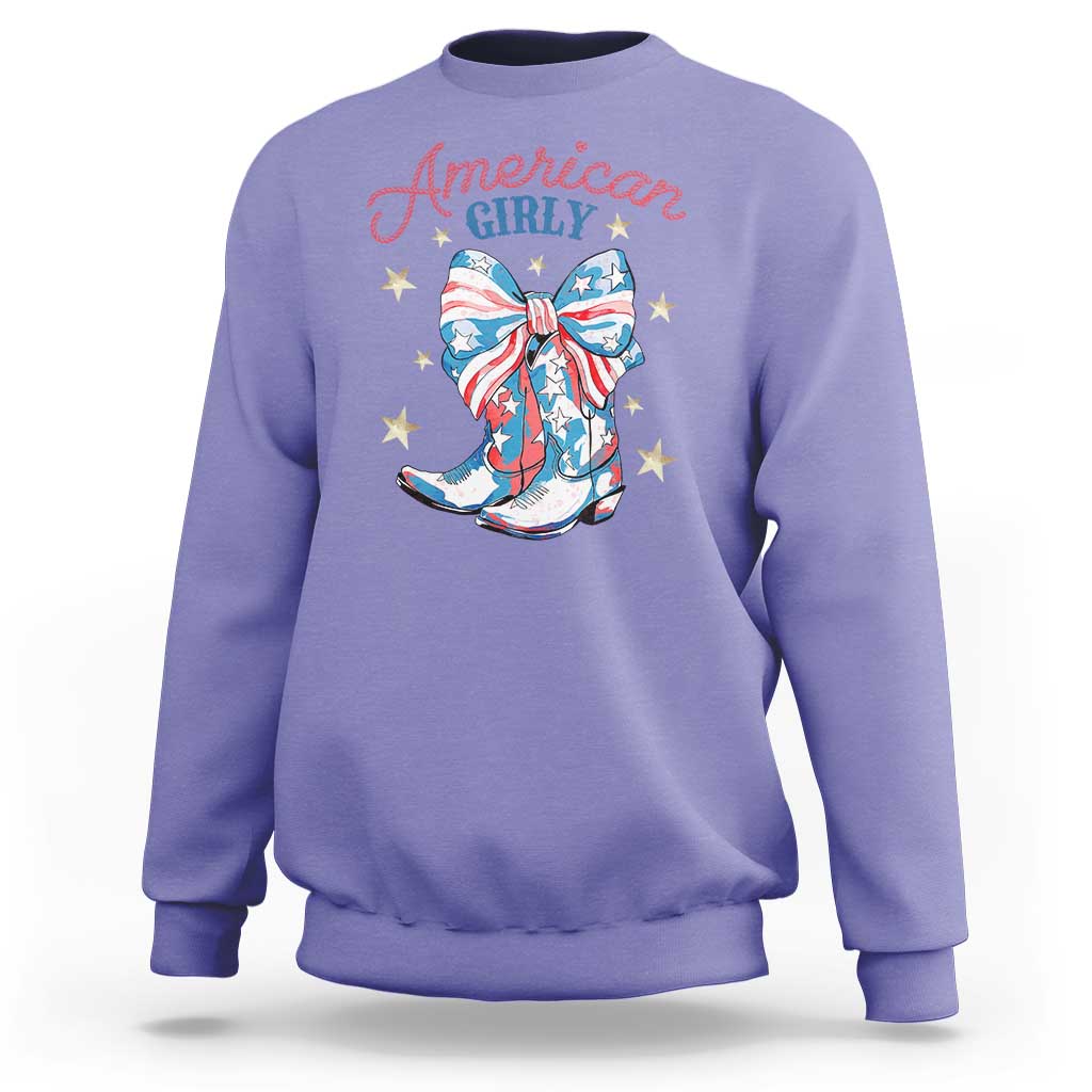 Funny 4th Of July Country Cowgirl Sweatshirt American Girly Western Cowboy Boots - Wonder Print Shop