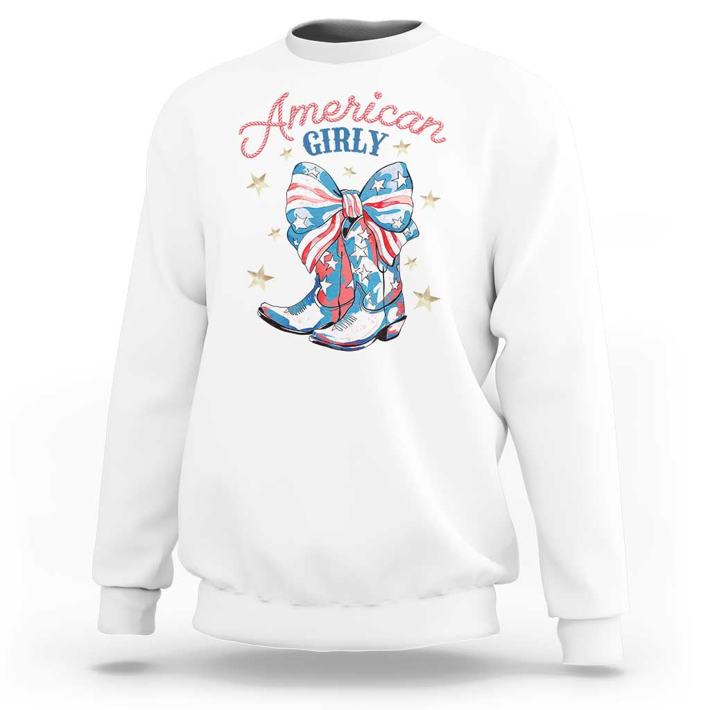 Funny 4th Of July Country Cowgirl Sweatshirt American Girly Western Cowboy Boots - Wonder Print Shop