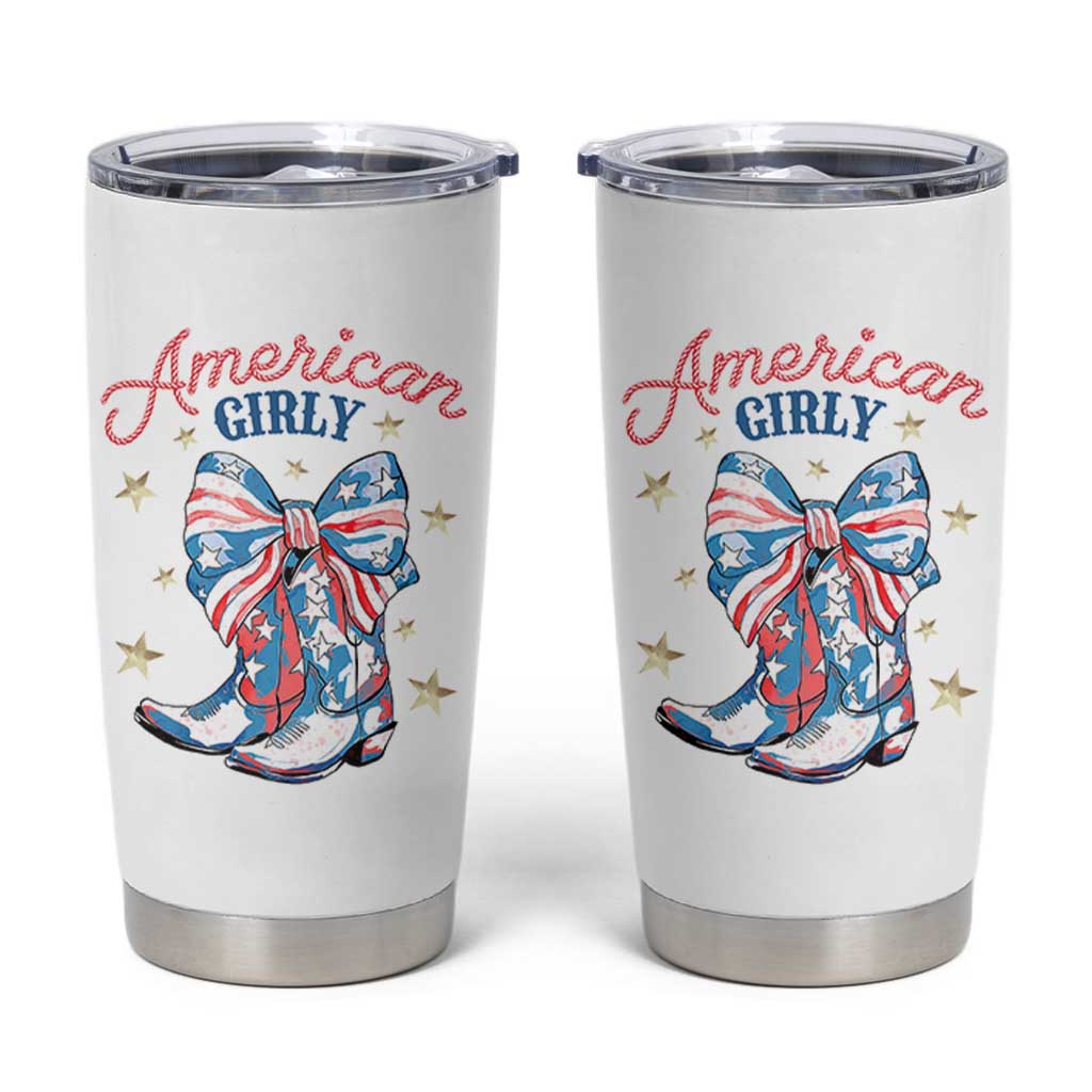 Funny 4th Of July Country Cowgirl Tumbler Cup American Girly Western Cowboy Boots - Wonder Print Shop