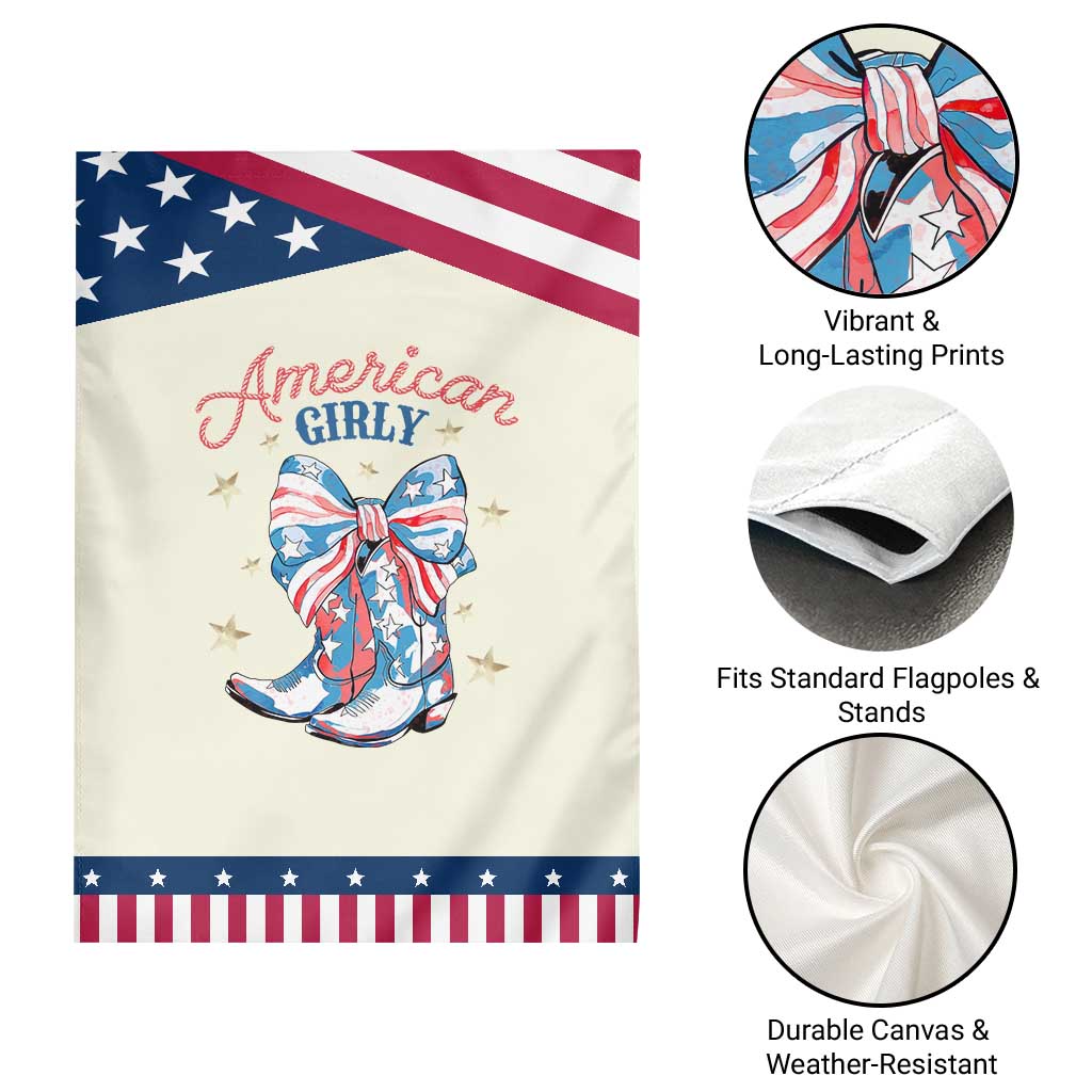 Funny 4th Of July Country Cowgirl Garden Flag American Girly Western Cowboy Boots