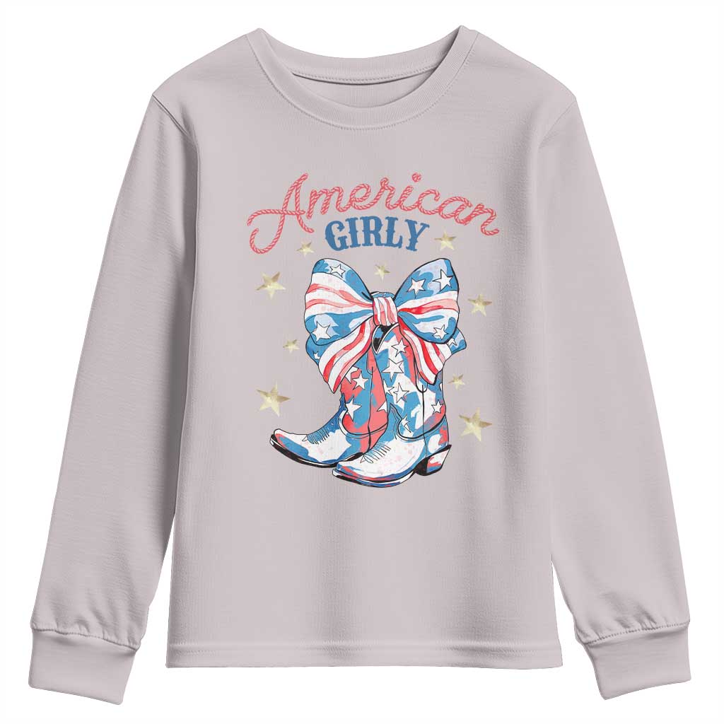 Funny 4th Of July Country Cowgirl Youth Sweatshirt American Girly Western Cowboy Boots - Wonder Print Shop