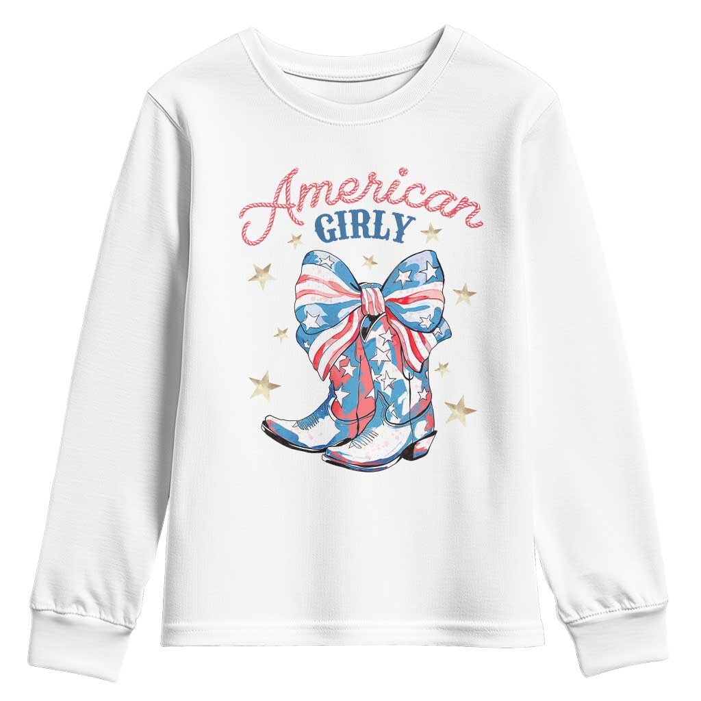 Funny 4th Of July Country Cowgirl Youth Sweatshirt American Girly Western Cowboy Boots - Wonder Print Shop