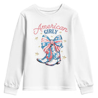 Funny 4th Of July Country Cowgirl Youth Sweatshirt American Girly Western Cowboy Boots - Wonder Print Shop