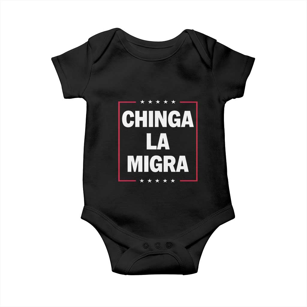 Funny Chinga La Migra Baby Onesie Star Stripes - Wonder Print Shop