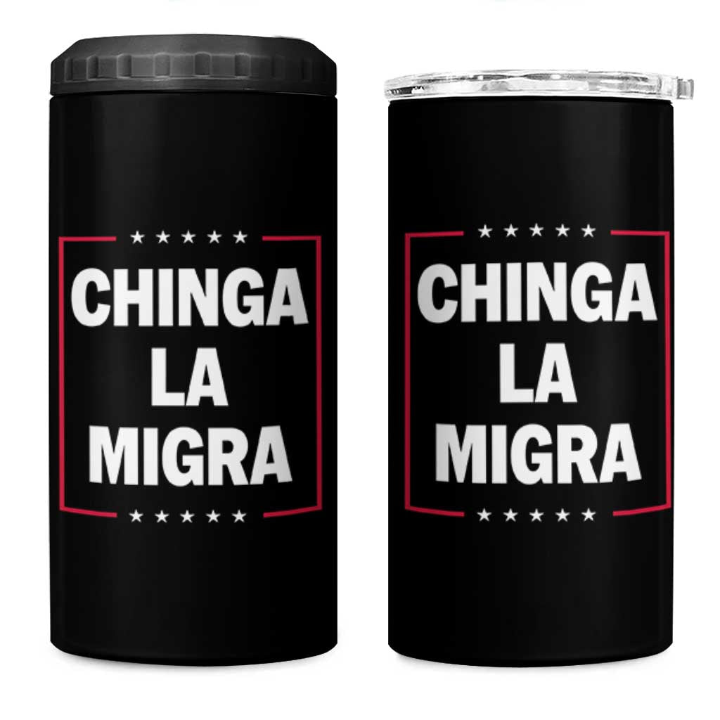 Funny Chinga La Migra 4 in 1 Can Cooler Tumbler Star Stripes - Wonder Print Shop