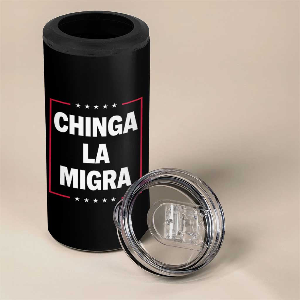 Funny Chinga La Migra 4 in 1 Can Cooler Tumbler Star Stripes - Wonder Print Shop