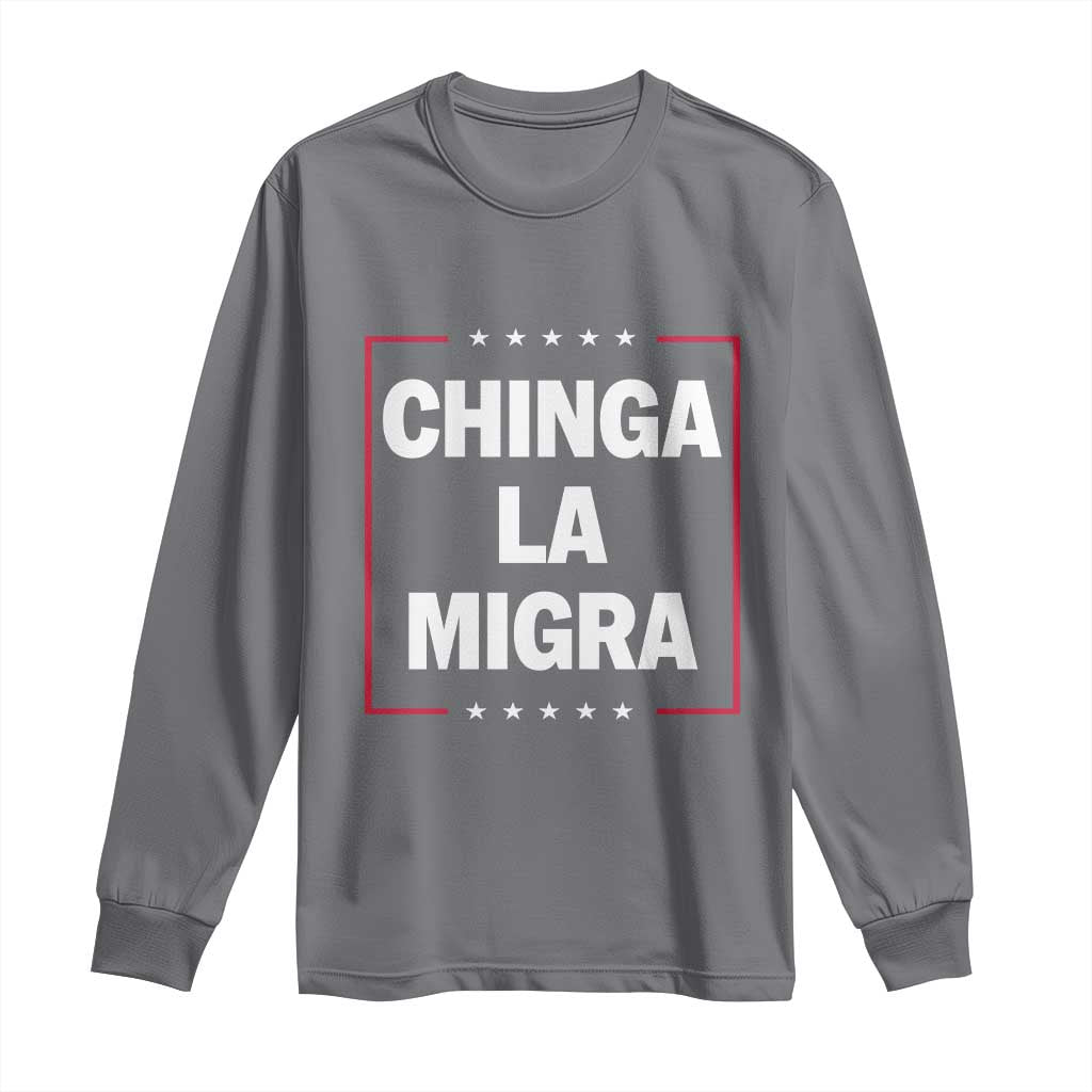 Funny Chinga La Migra Long Sleeve Shirt Star Stripes - Wonder Print Shop