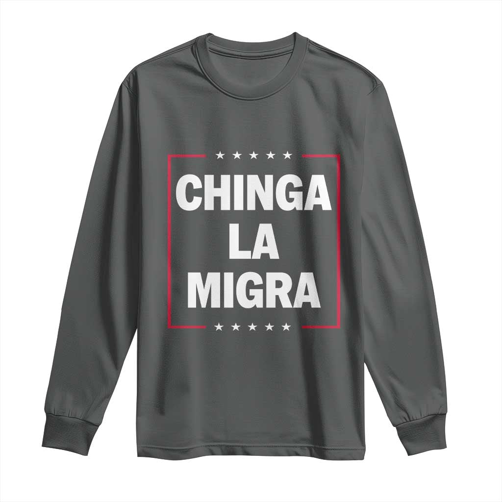 Funny Chinga La Migra Long Sleeve Shirt Star Stripes - Wonder Print Shop