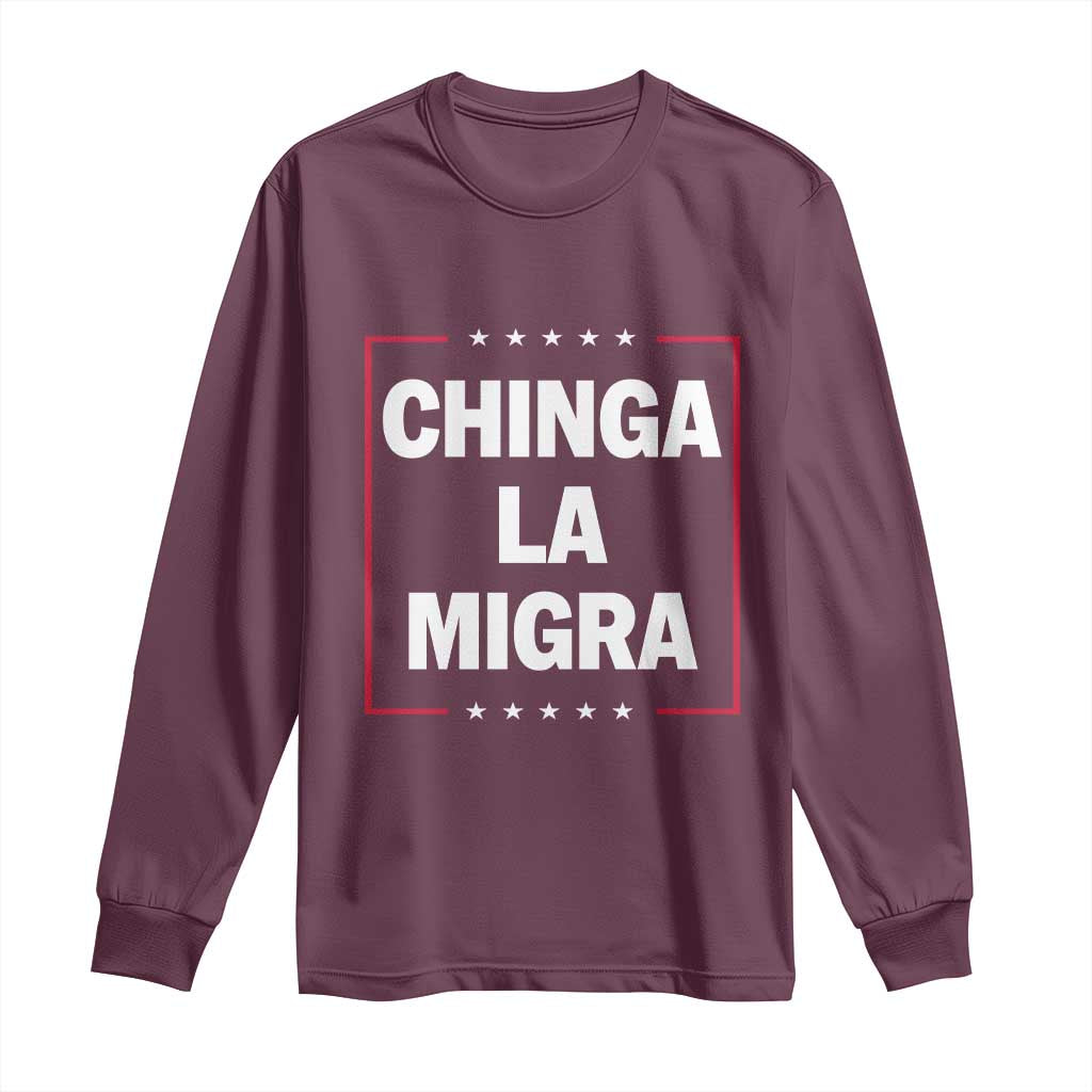 Funny Chinga La Migra Long Sleeve Shirt Star Stripes - Wonder Print Shop