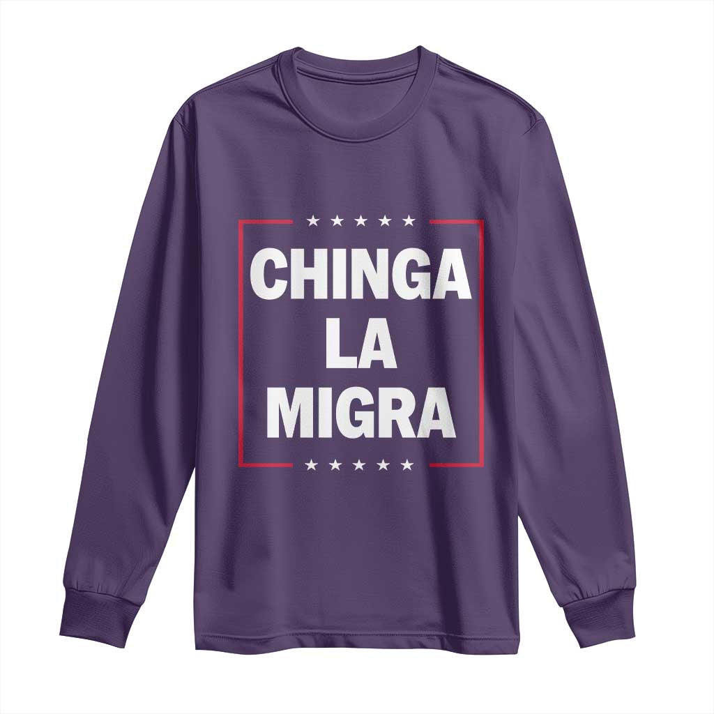 Funny Chinga La Migra Long Sleeve Shirt Star Stripes - Wonder Print Shop