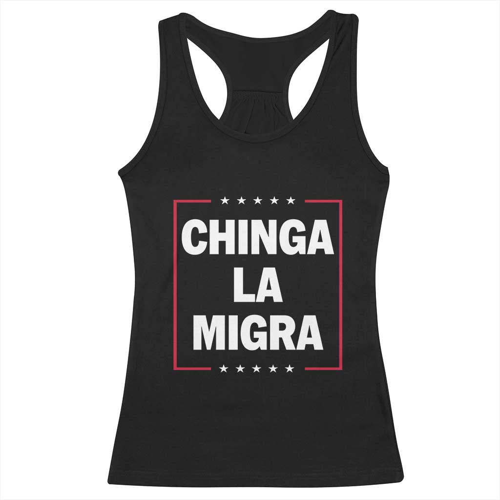 Funny Chinga La Migra Racerback Tank Top Star Stripes - Wonder Print Shop