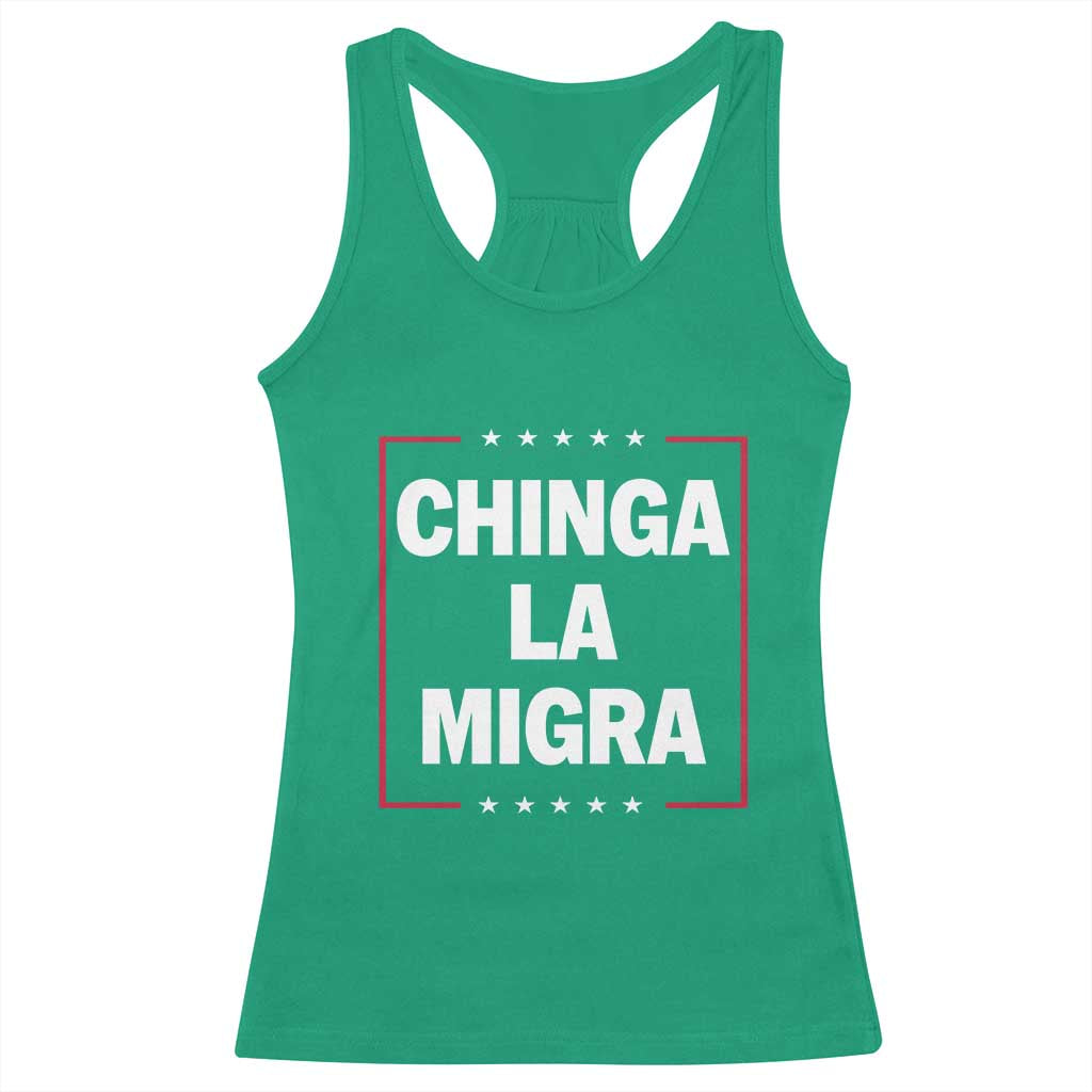 Funny Chinga La Migra Racerback Tank Top Star Stripes - Wonder Print Shop