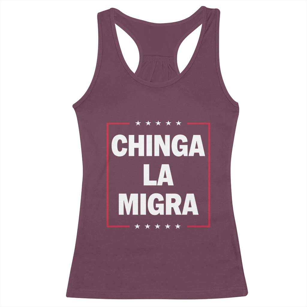 Funny Chinga La Migra Racerback Tank Top Star Stripes - Wonder Print Shop