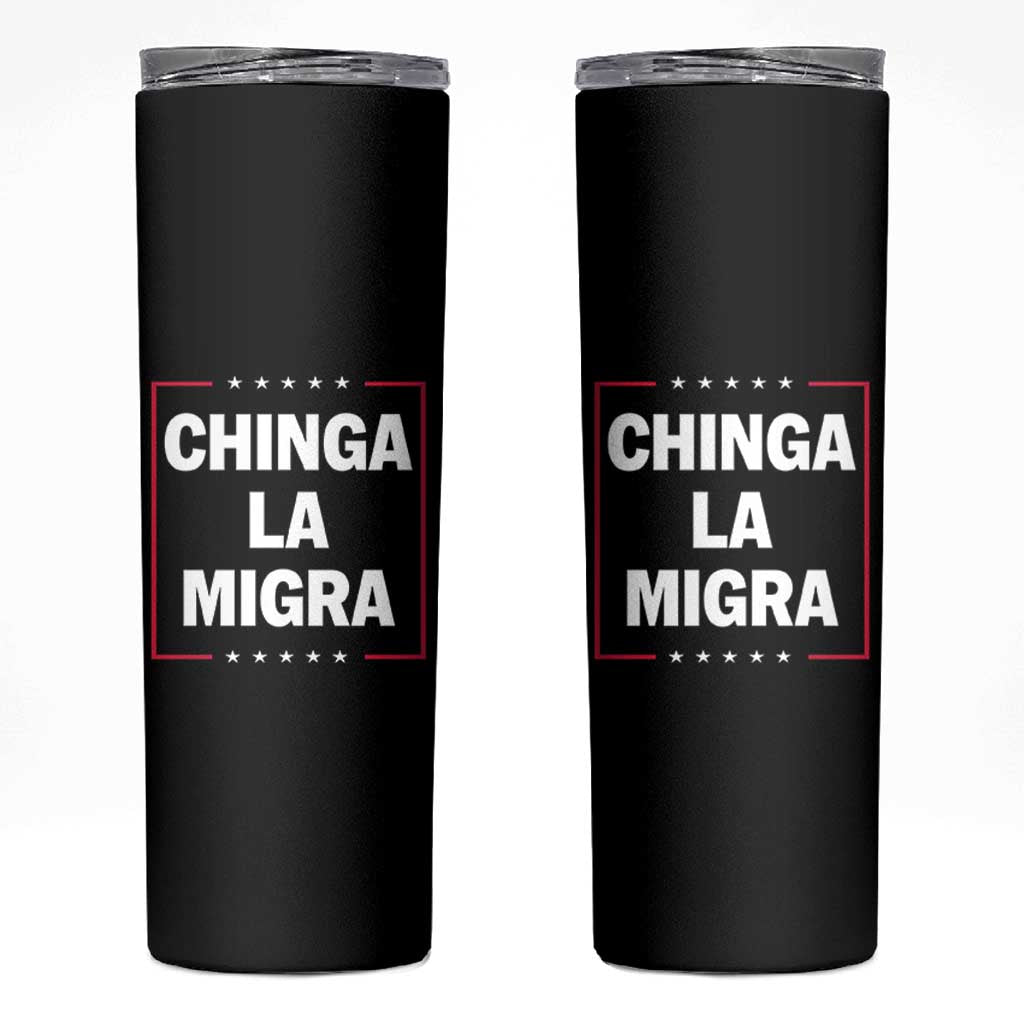 Funny Chinga La Migra Skinny Tumbler Star Stripes - Wonder Print Shop