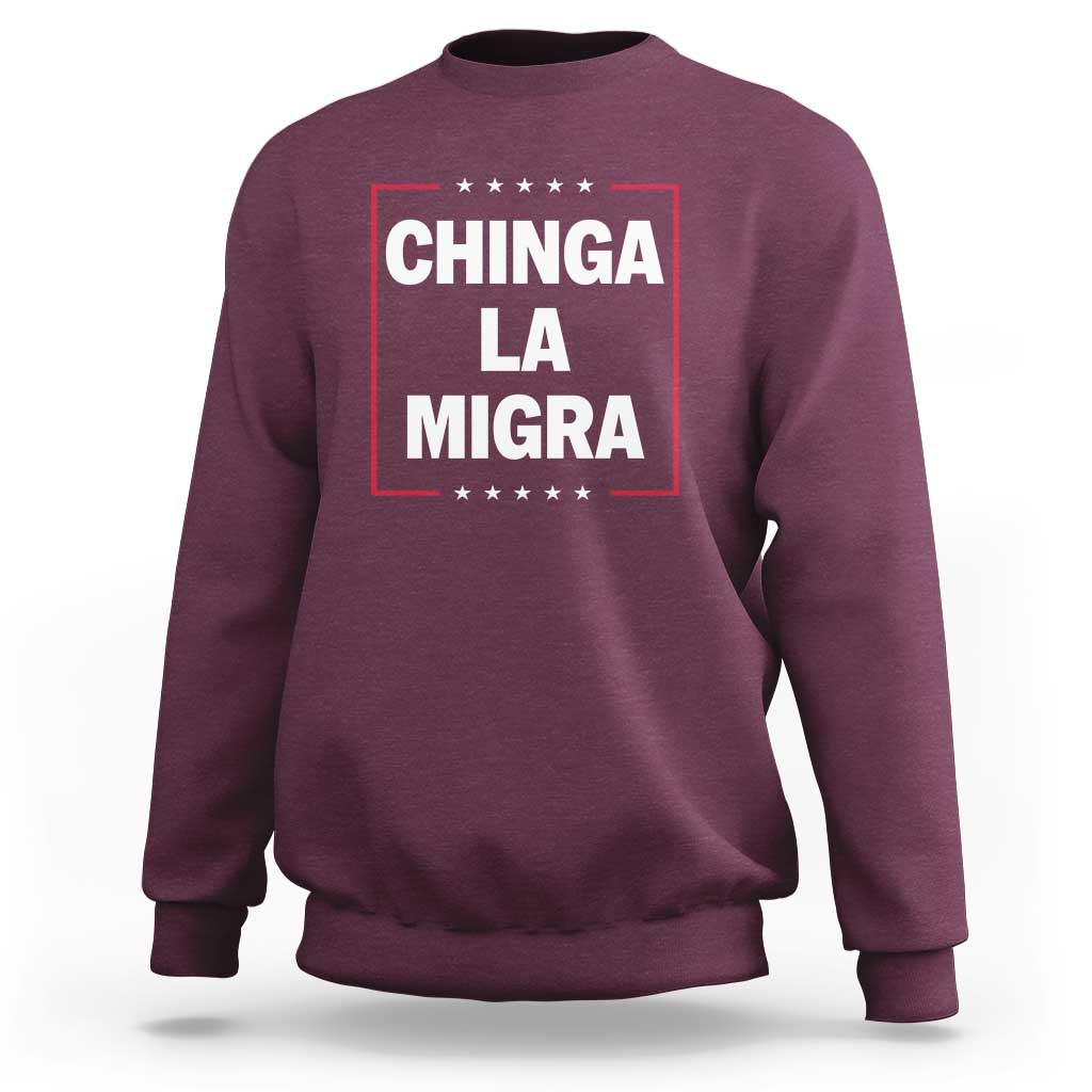 Funny Chinga La Migra Sweatshirt Star Stripes - Wonder Print Shop