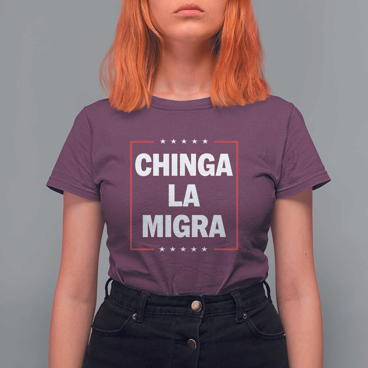 Funny Chinga La Migra T Shirt For Women Star Stripes - Wonder Print Shop