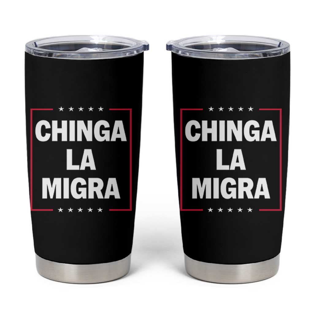 Funny Chinga La Migra Tumbler Cup Star Stripes - Wonder Print Shop