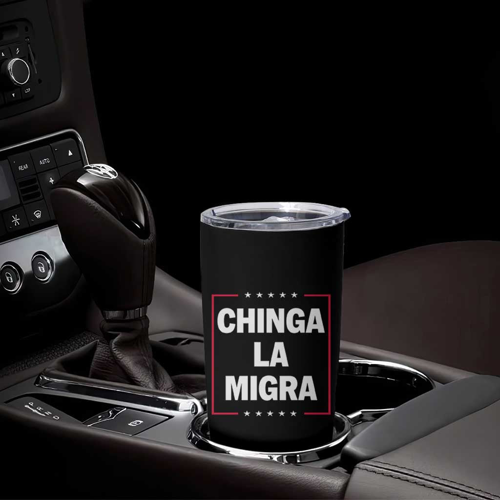 Funny Chinga La Migra Tumbler Cup Star Stripes - Wonder Print Shop