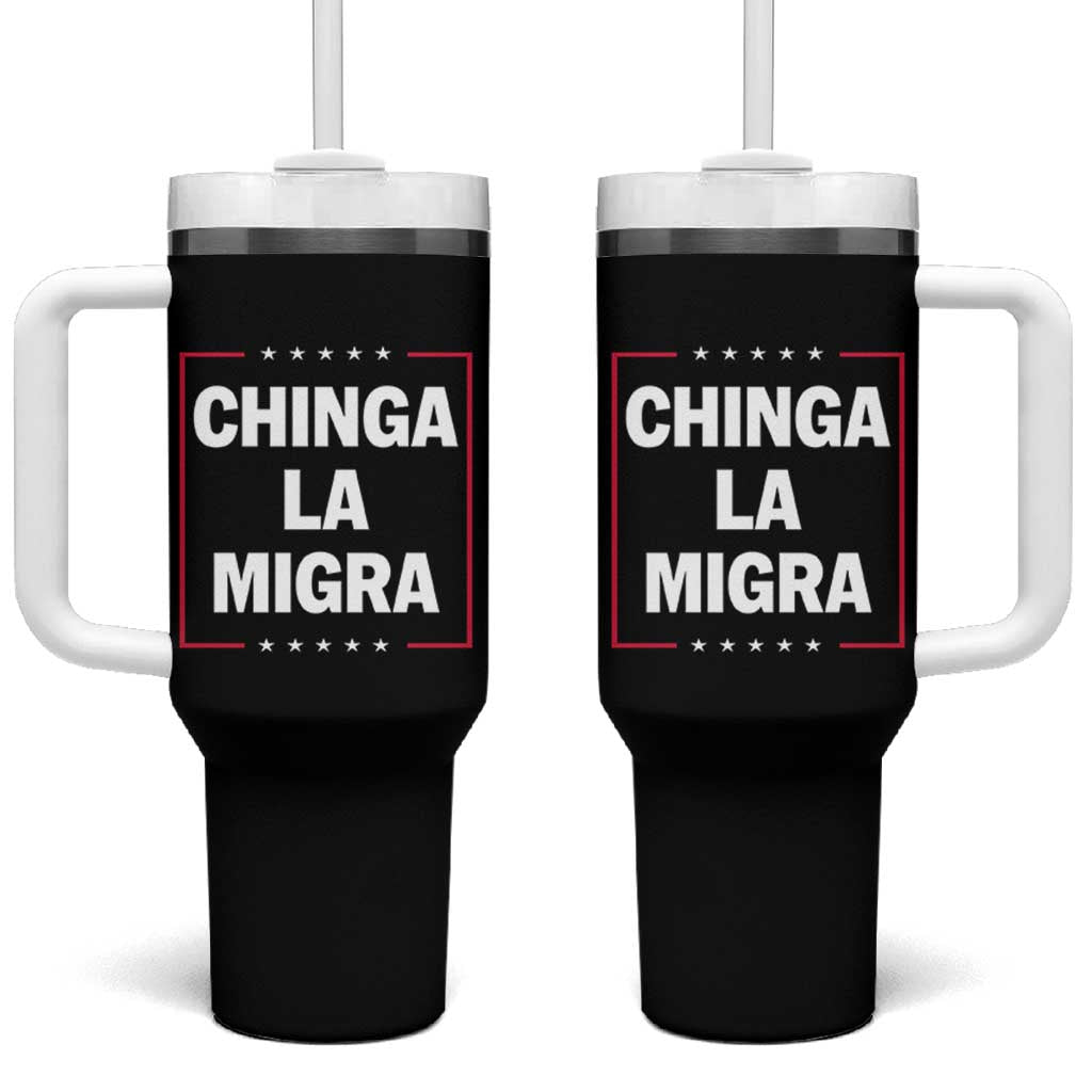 Funny Chinga La Migra Tumbler With Handle Star Stripes - Wonder Print Shop