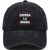 Funny Chinga La Migra Washed Cotton Baseball Cap Star Stripes