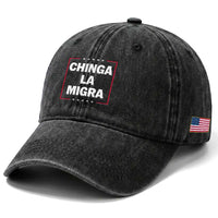 Funny Chinga La Migra Washed Cotton Baseball Cap Star Stripes