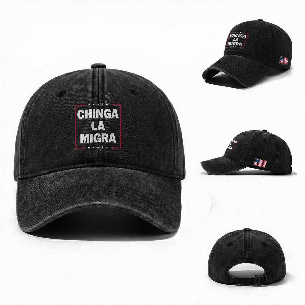 Funny Chinga La Migra Washed Cotton Baseball Cap Star Stripes