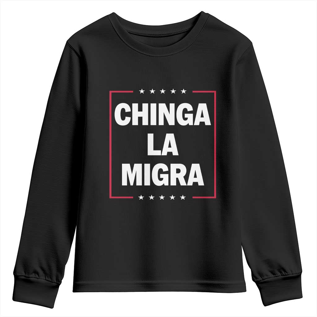 Funny Chinga La Migra Youth Sweatshirt Star Stripes - Wonder Print Shop