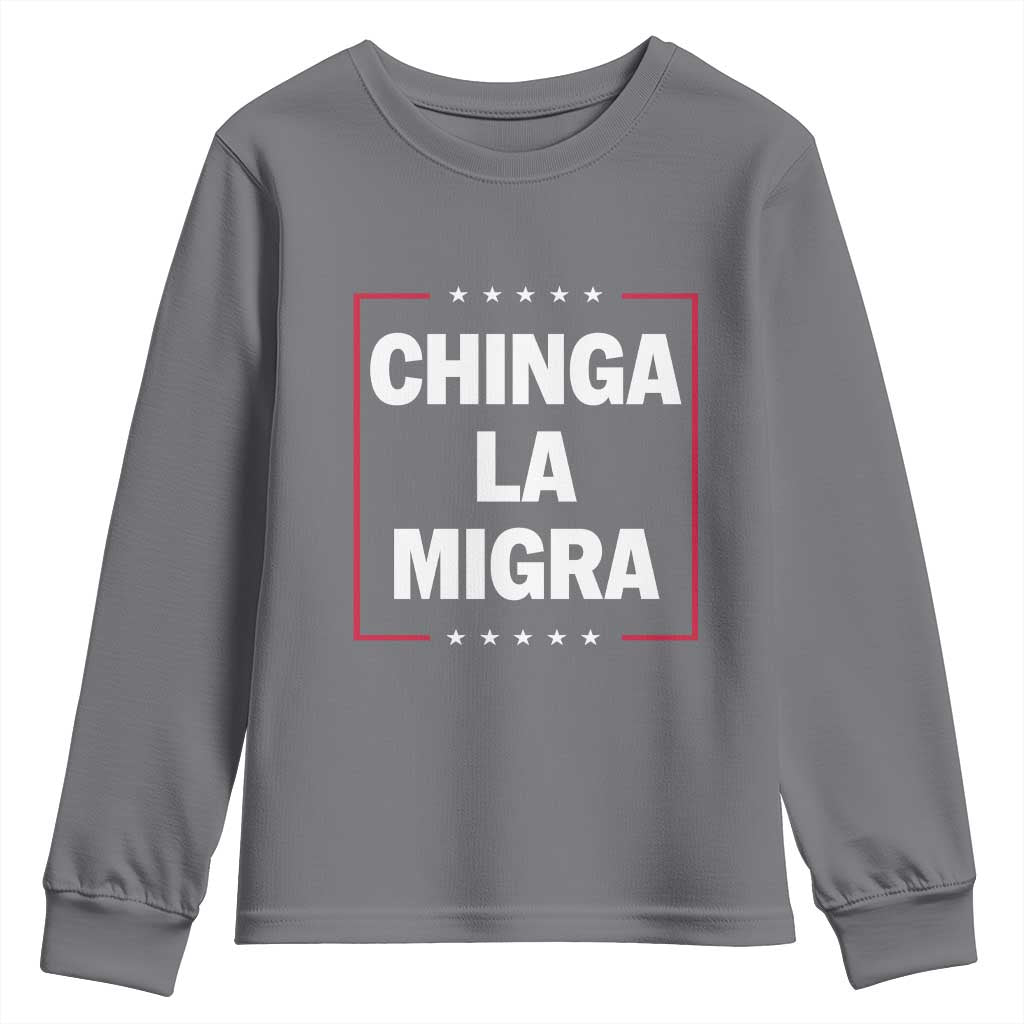 Funny Chinga La Migra Youth Sweatshirt Star Stripes - Wonder Print Shop