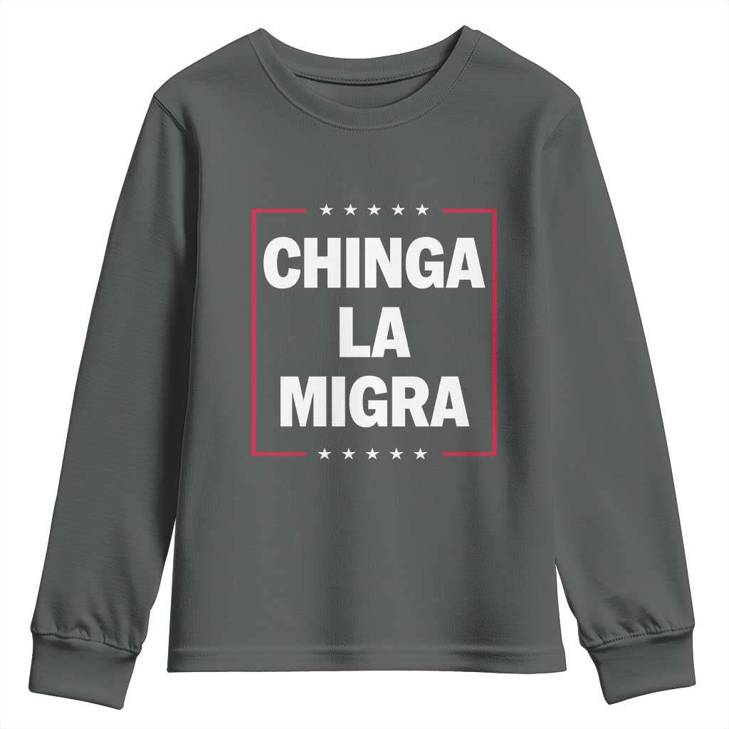 Funny Chinga La Migra Youth Sweatshirt Star Stripes - Wonder Print Shop