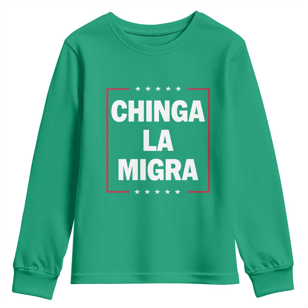 Funny Chinga La Migra Youth Sweatshirt Star Stripes - Wonder Print Shop