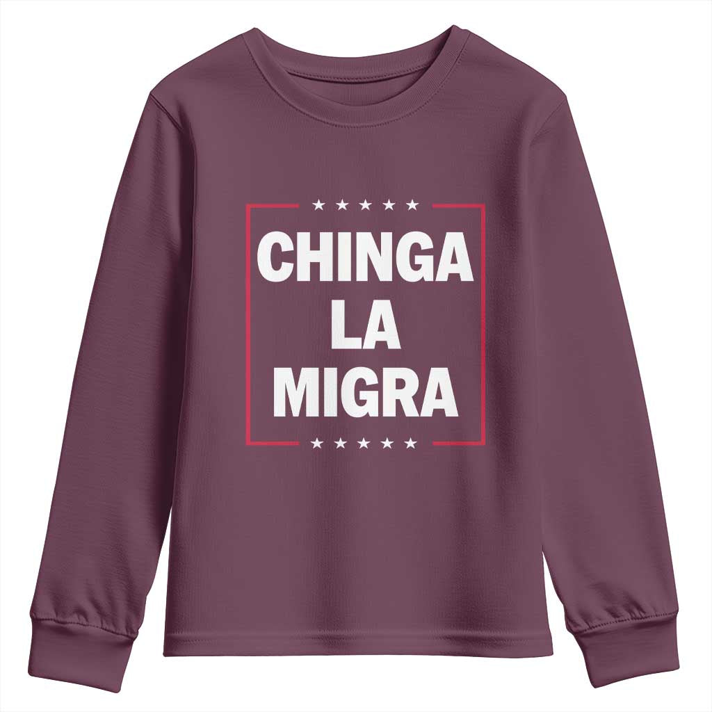 Funny Chinga La Migra Youth Sweatshirt Star Stripes - Wonder Print Shop
